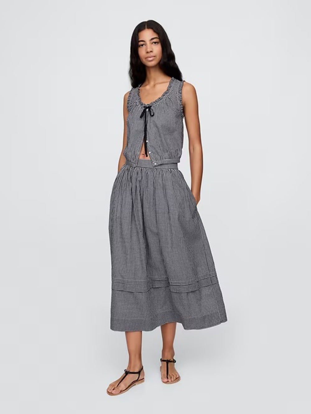 NWT Gap × DÔEN Gingham Midi Skirt - Picture 3 of 4